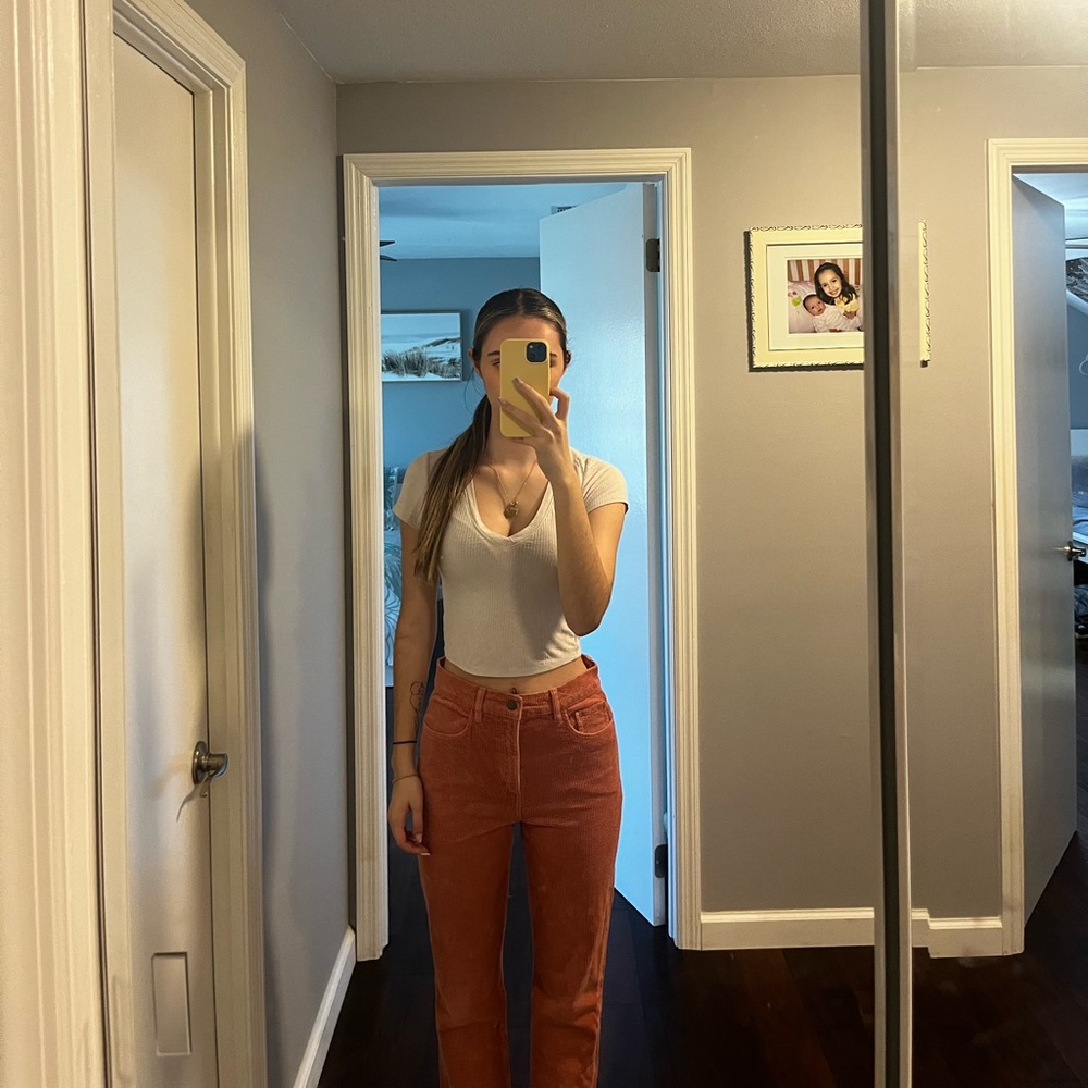 Pink ribbed pants